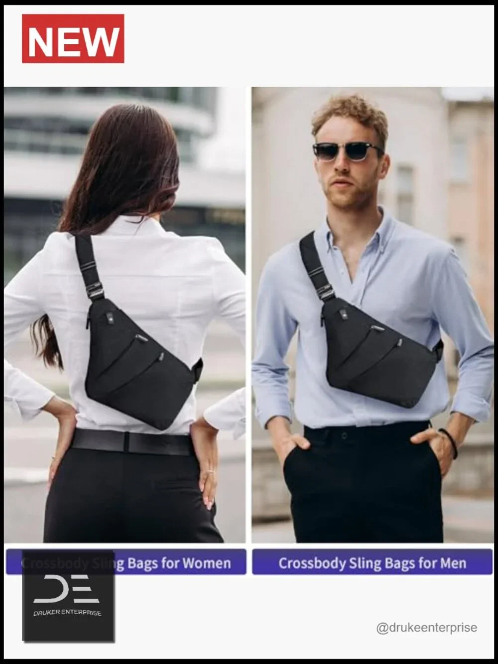 Crossbody Sling Bag, Water-Resistant Anti Theft Chest Pack, Minimalist Commuter